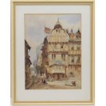 William Herbert Allen (1863-1943), Old houses, Bruges, watercolour, signed, 45cm x 34cm