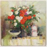 Tatiana Rusakova (Kiev b. 1952), Floral arrangement II, oil on canvas, signed, inscribed verso,