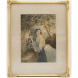George Baxter print 'The love letter', published 1856, in a contemporary gilt frame, 37cm x 27cm
