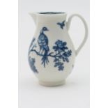 Worcester blue and white sparrow beak jug, circa 1770, decorated with the birds in branches