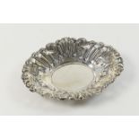 Edwardian silver bonbon dish, marks rubbed but Birmingham 1905, oval form worked with acanthus