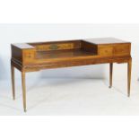 Mahogany and inlaid spinet sideboard, early 19th Century and later, having a panted back with floral