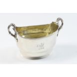 George III silver sugar basin, London 1810, twin handled oval form with original gilt interior and