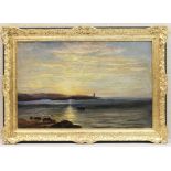 William Henry Vernon (1820-1909), Fishermen dragging nets at sunset, Caernarfon, oil on canvas,