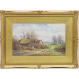 Henry John Sylvester Stannard (1870-1951), Leaving the old farm, watercolour, signed, titled to an