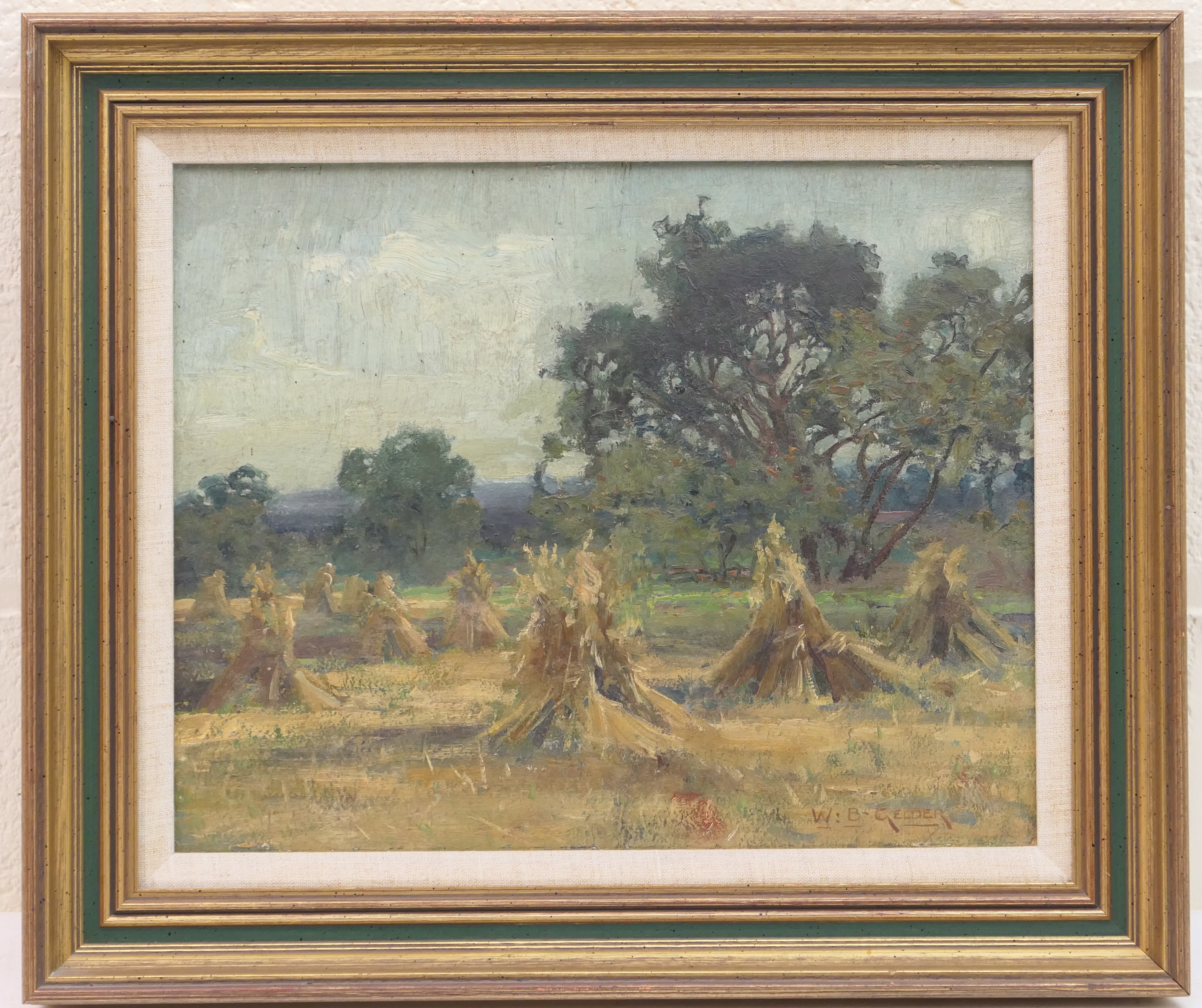 William Bagnall Gelder (late 19th/early 20th Century), Corn stooks, oil on artist's board, signed,