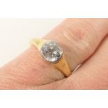 Diamond solitaire ring, old brilliant cut stone of approx. 1.1cts, collet set in 18ct yellow gold,