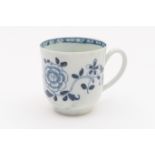 Philip Christian, Liverpool, blue and white coffee cup, circa 1770, decorated with a formalised