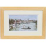 Bob Hill (Contemporary), River Dee, Chester, signed pastel, titled verso, 24cm x 44cm