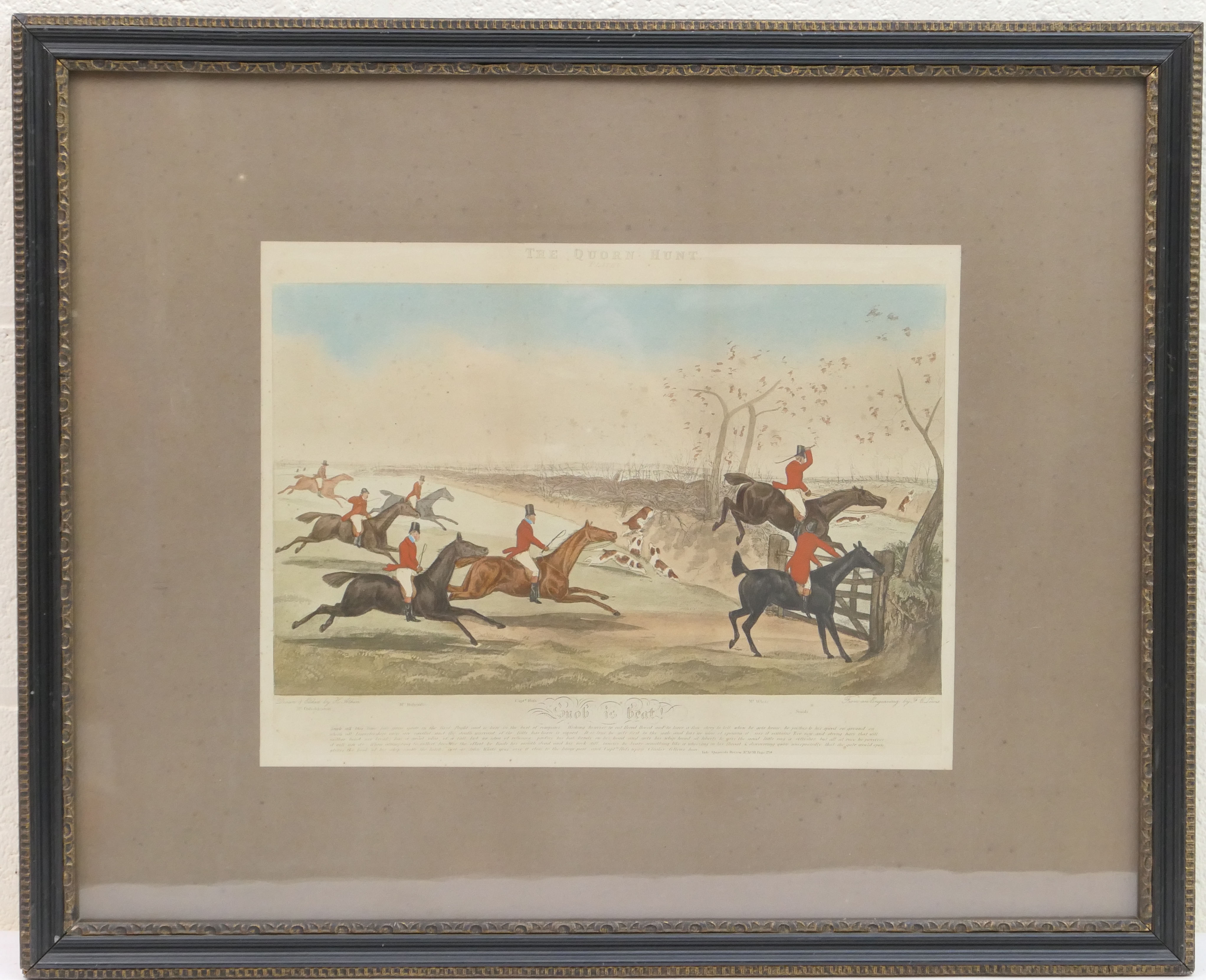 Six Henry Alken hand coloured engravings, The Quorn Hunt, 30cm x 40cm