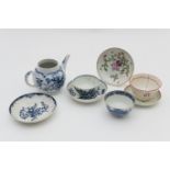 Small selection of English 18th Century porcelain including Worcester Mansfield pattern blue and