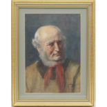 R M Poole (active early 20th Century), Portrait of an elderly gentleman with a red cravat,