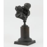 After Jean Antoin Houdin (1741-1828), Le Baiser, dark brown patinated bronze with integral bronze