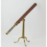 Early Victorian mahogany and lacquered brass folding telescope by Dolland of London, 74cm barrel