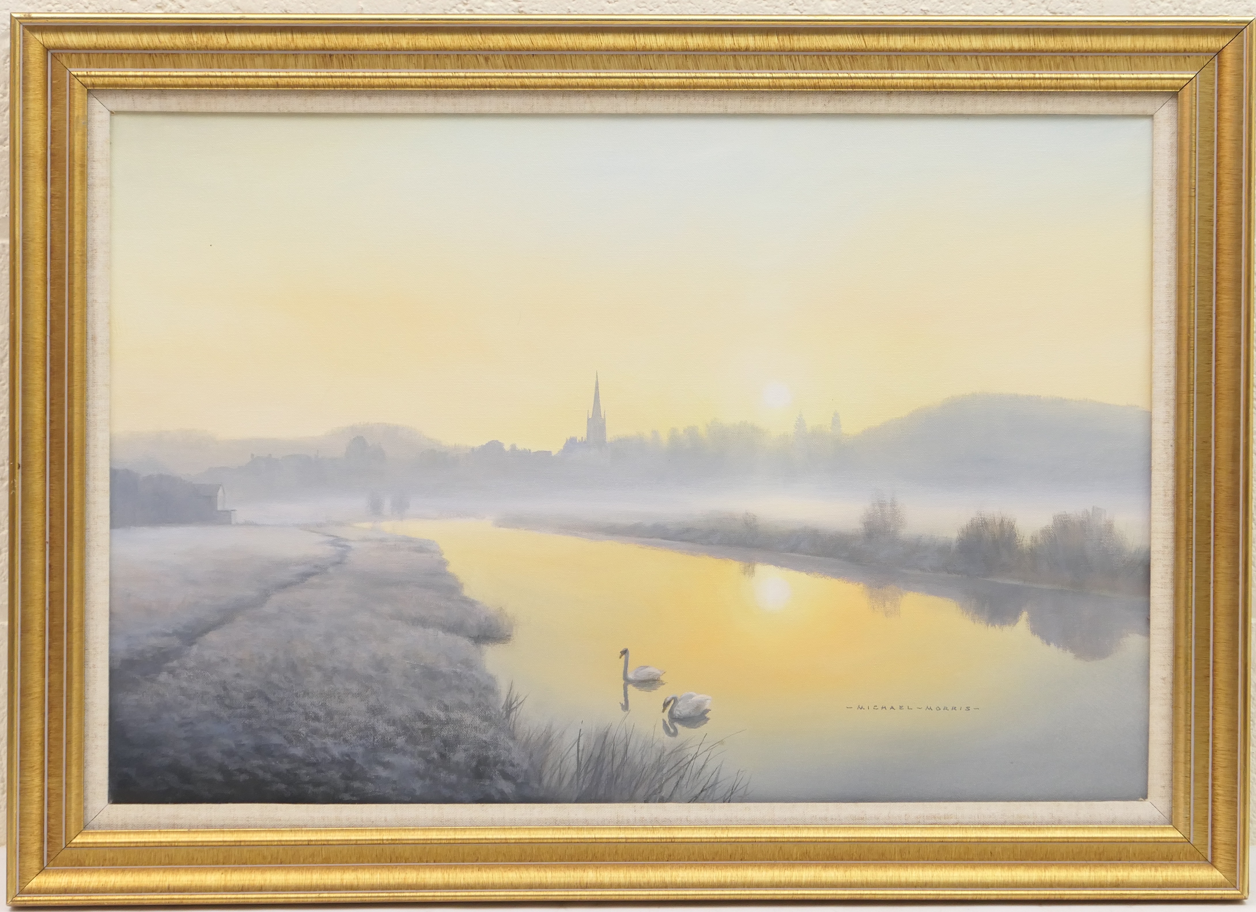 Michael Morris (b. 1938), Still morning sunrise, oil on canvas, signed, 40cm x 60cm