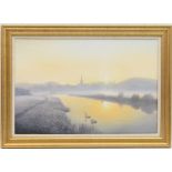 Michael Morris (b. 1938), Still morning sunrise, oil on canvas, signed, 40cm x 60cm