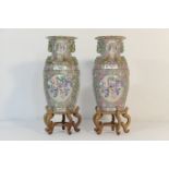 Impressive pair of modern Canton porcelain floor vases, late 20th Century, traditional form