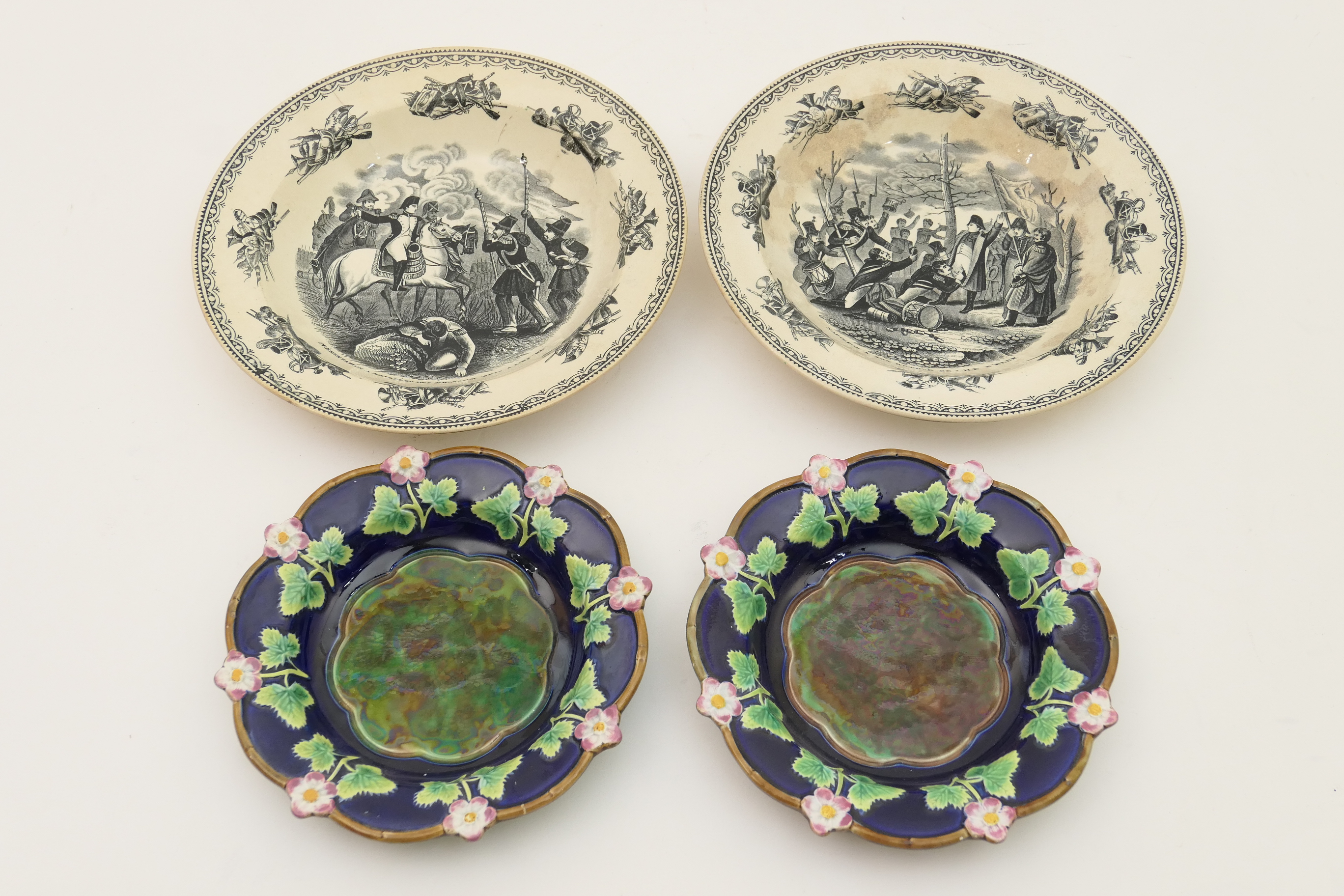 Napoleonic Interest: Pair of William Smith & Co. (Leeds) printware dishes for the French market,