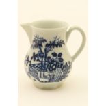 Worcester blue and white sparrow beak jug, decorated with the plantation pattern, circa 1780,