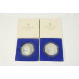 Two 1972 Panama 20 Balboas commemorative proof coins, by the Franklin Mint, each containing a