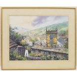 Northern School (late 20th Century), View of a northern town, watercolour, indistinctly signed, 38cm