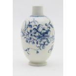 Worcester Mansfield pattern blue and white tea canister, circa 1780, blue open crescent mark, height