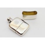 George V silver hip flask, by Mappin & Webb, Birmingham, 1914, the body engraved with a monogram and