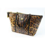 Dolce & Gabbana large leopard tote bag, the leopard print bag with brown piping, twin handles and