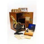 Leitz Wetzlar brass microscope, number 239406, supplied by Ogilvy & Co., London, circa 1925, with