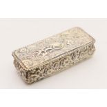 Late Victorian silver trinket box, Birmingham 1896, of rectangular form repousse decorated