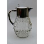 WMF silver plated and heavy cut glass lemonade jug, circa 1930s, baluster body, slice cut beneath