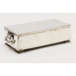 George V silver cigarette box, maker P&B Ltd, London 1935, plain rectangular form with tapering