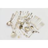 Small quantity of American sterling silver flatware including set of six pickle forks, Foster &