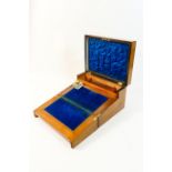 Victorian walnut writing box, circa 1870, having inlaid hexagonal escutcheons, fitted interior