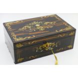 Good Victorian coromandel and brass inlaid writing box, circa 1860, rectangular form, the top and
