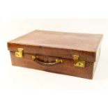 Finnegans of London, crocodile skin small suitcase, rectangular form with brass locks, green