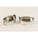 Pair of George III silver table salts, London 1799, plain oval form with lug handles, 9cm x 6.5cm,