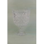 Impressive Webb cut crystal footed bowl, 20th Century, U-shaped bowl with strawberry and fan cuts