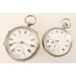 Edwardian gent's silver pocket watch, hallmarked Chester 1909, white enamel dial with Roman numerals