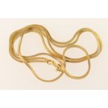 18ct gold square herringbone link guard chain, length 69cm, weight approx. 15g