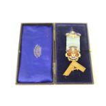 Masonic interest - 14ct gold and enamelled jewel No. 83383 'Ampthill Lodge', circa 1968, by