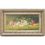 F Villanueve (French late 19th Century), Floral still life study, signed oil on canvas, 19cm x 39cm