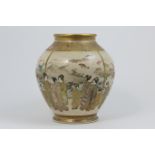 Fine Japanese Satsuma earthenware vase, Meiji (1868-1912), baluster form with wide, finely gilded