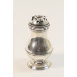 George III silver pounce pot, maker F.T, London 1805, baluster form with a single horizontal band