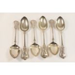 Six Victorian silver Albert pattern tablespoons, By John James Whiting, London 1854, each engraved