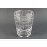 Early Victorian engraved glass beaker, circa 1840, slightly tapered straight sided form,