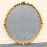 Victorian gilt moulded oval wall mirror, the frame moulded with ivy leaves, 60cm x 51.5cm