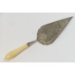 Victorian silver presentation trowel, Sheffield 1874, typically inscribed for the laying of the