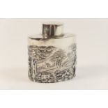 Late Victorian silver tea caddy, by Nathan & Hayes, Chester 1899, oval form repousse decorated