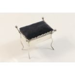 Edwardian silver novelty pin cushion, Birmingham 1909, formed as a music stool with upholstered lift